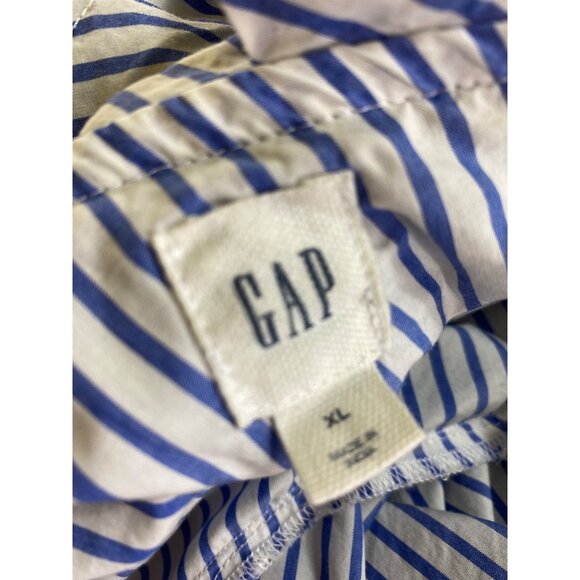 Gap XL Off-The-Shoulder Blue & White Striped Ruffle Blouse 100%‎ Cotton Eighties - Picture 3 of 8